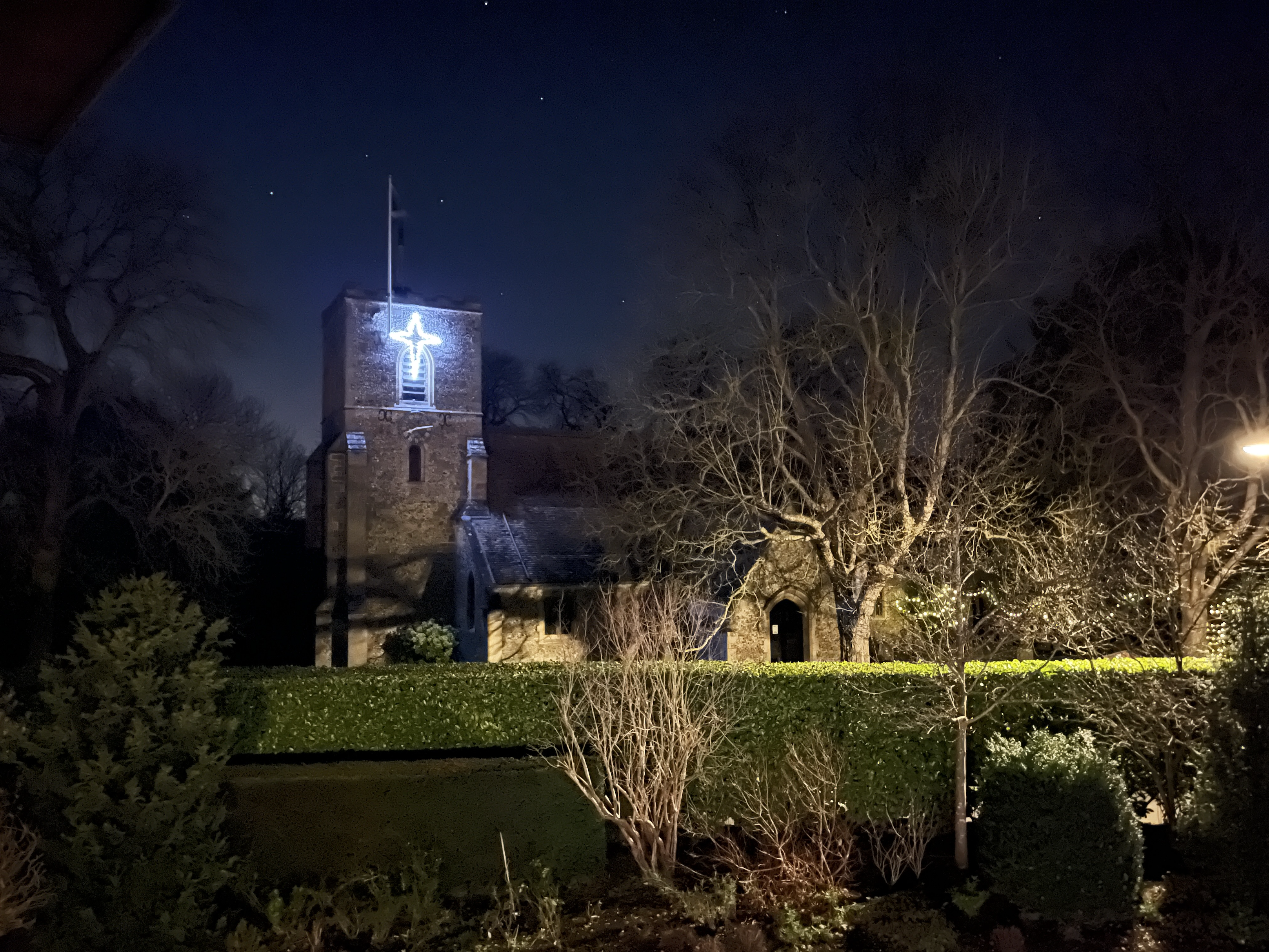 Church with star - from across