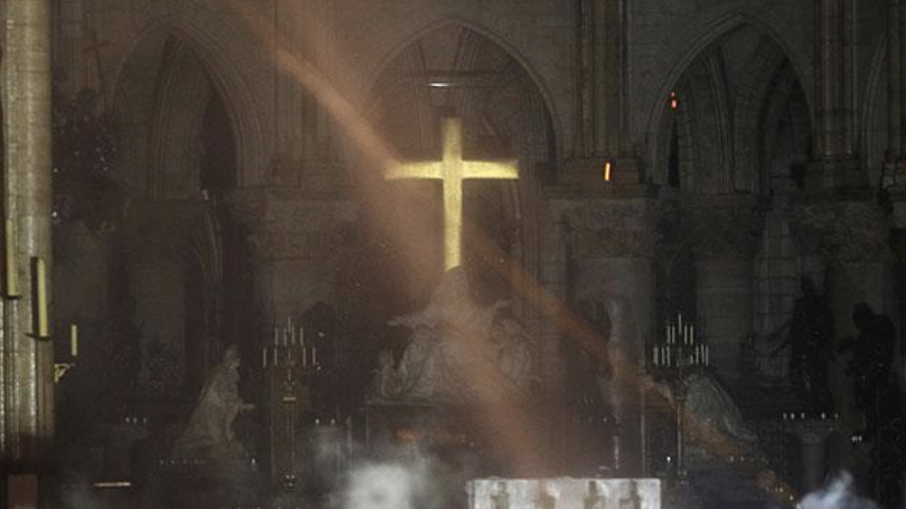 cross - inside Notre Dame afte